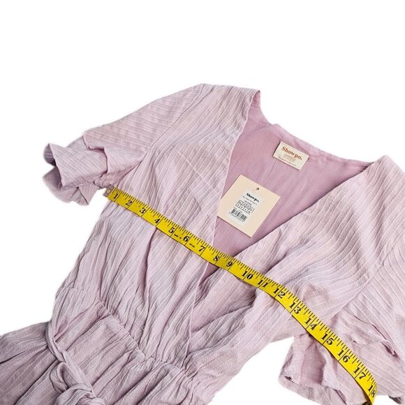 Showpo Womens Run away Girl Playsuit, Ruffled, Tie Waist, V Neck, Lilac, Size 4 - Picture 5 of 9